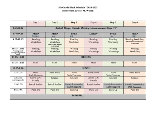 Daily Schedule